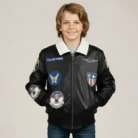 Kids WWII black Bomber Jacket front