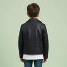 LJYH Children Collar Motorcycle Faux Leather Coats Kids Bomber PU Soft Leather Jackets back