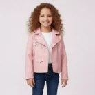 LOKTARC Girls Faux Leather Jacket for Kids Motorcycle Biker Leather Jackets front