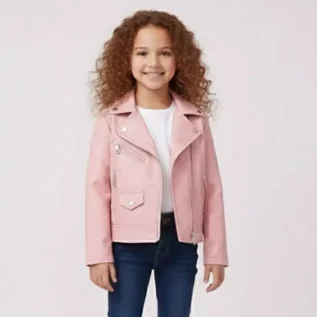 LOKTARC Girls Faux Leather Jacket for Kids Motorcycle Biker Leather Jackets front