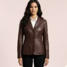 Leather Jacket Mid Brownnap front