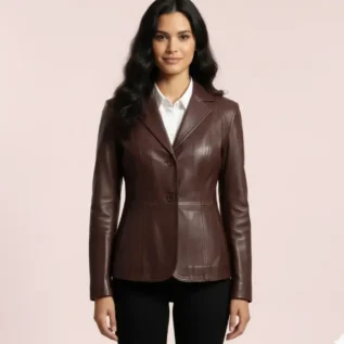 Leather Jacket Mid Brownnap front