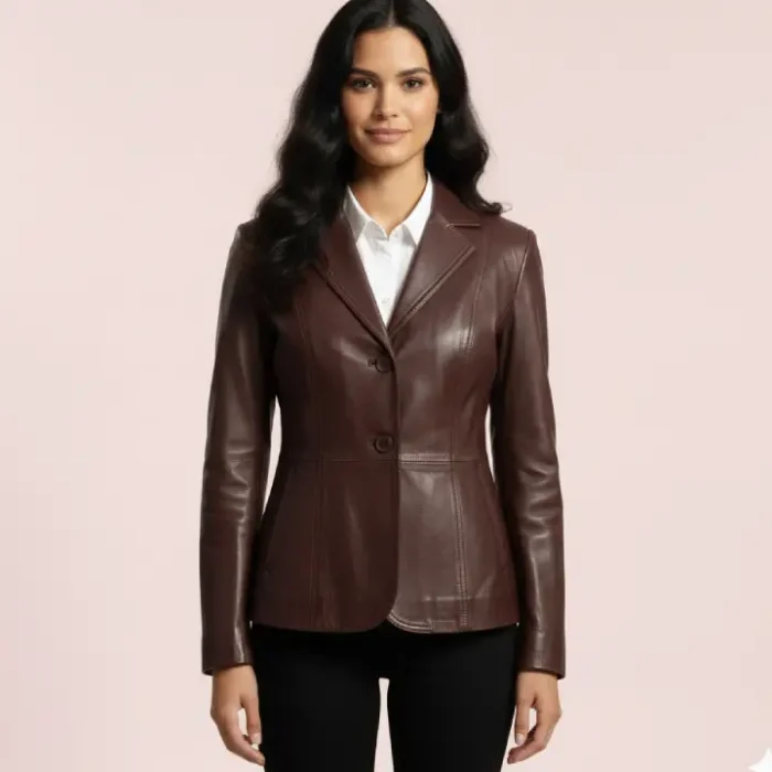 Leather Jacket Mid Brownnap front Leather Jacket Mid Brownnap front