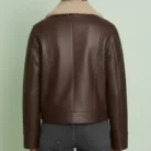 Levi's womens Relaxed Faux Leather Aviator Jacket With Removable Sherpa Collar back