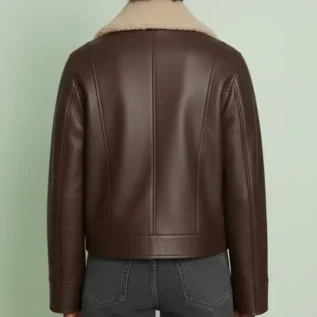 Levi's womens Relaxed Faux Leather Aviator Jacket With Removable Sherpa Collar back