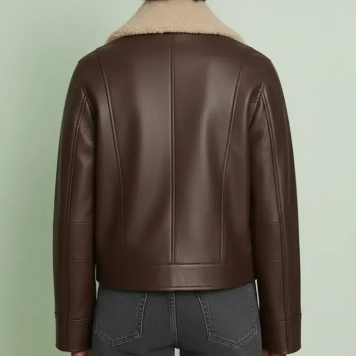 Levi's womens Relaxed Faux Leather Aviator Jacket With Removable Sherpa Collar back Levi's womens Relaxed Faux Leather Aviator Jacket With Removable Sherpa Collar back