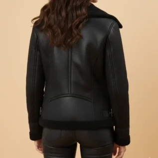 Long Tall Sally Black Taped Seam Aviator Jacket back