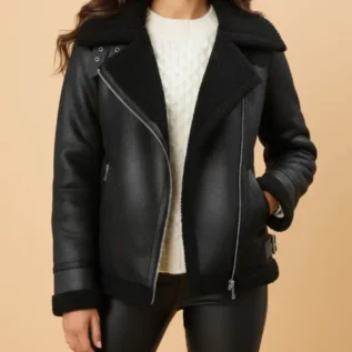 Long Tall Sally Black Taped Seam Aviator Jacket front