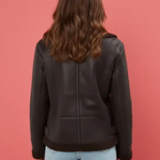 Long Tall Sally Brown Taped Seam Aviator Jacket back