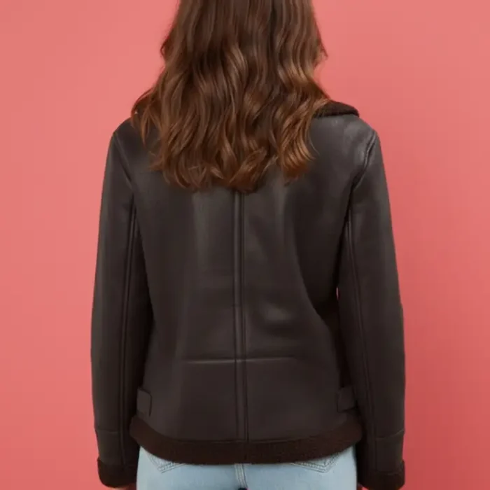 Long Tall Sally Brown Taped Seam Aviator Jacket back