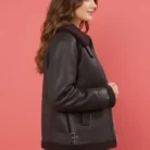 Long Tall Sally Brown Taped Seam Aviator Jacket side