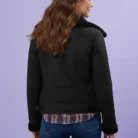 M&Co Black Petite Suede Aviator Jacket back