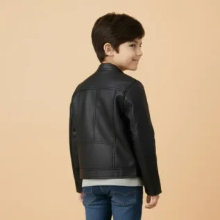 MEZZALL Boys Fashion PU Leather Motorcycle Jacket kids Faux Leather Jackets back