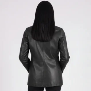 Marilyn Black Leather Blazer back