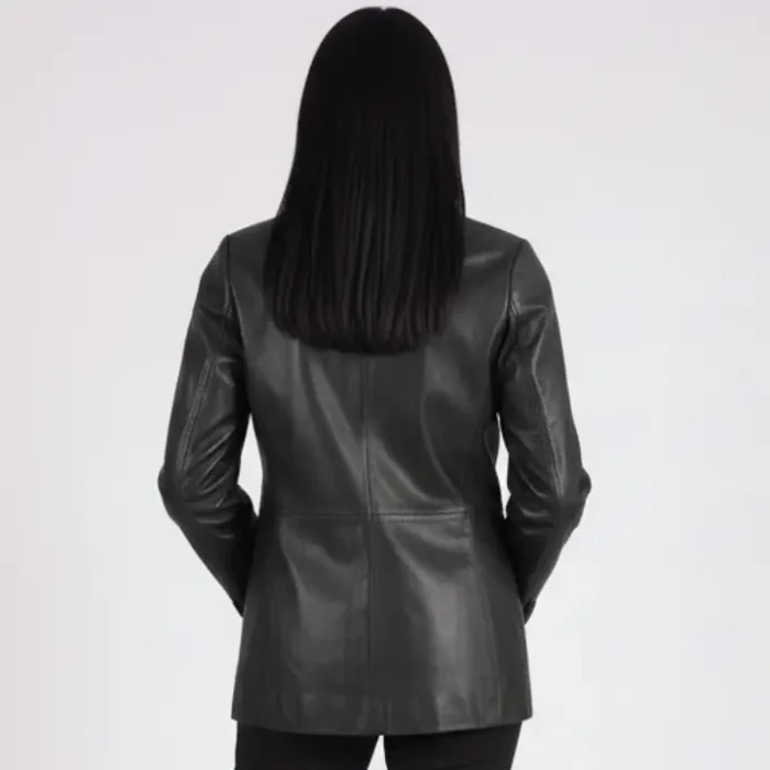 Marilyn Black Leather Blazer back Marilyn Black Leather Blazer back