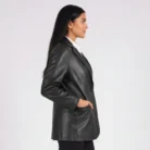 Marilyn Black Leather Blazer side