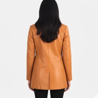 Marilyn Tan Brown Leather Blazer back