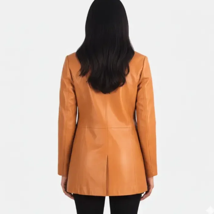 Marilyn Tan Brown Leather Blazer back Marilyn Tan Brown Leather Blazer back