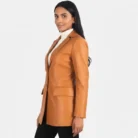 Marilyn Tan Brown Leather Blazer side
