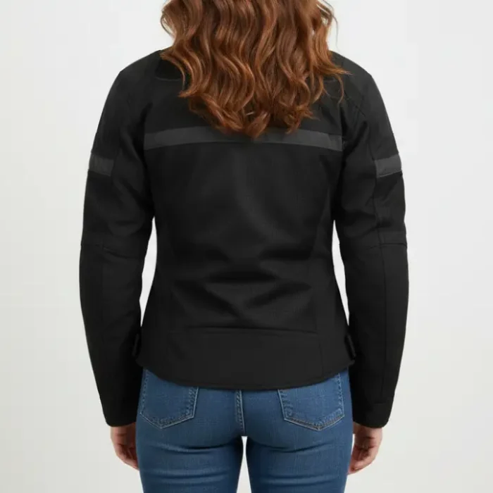 Milwaukee Leather MPL2775 Black Armored Textile Motorcycle Jacket for Women - All Season Jacket w/ Removable Liner back