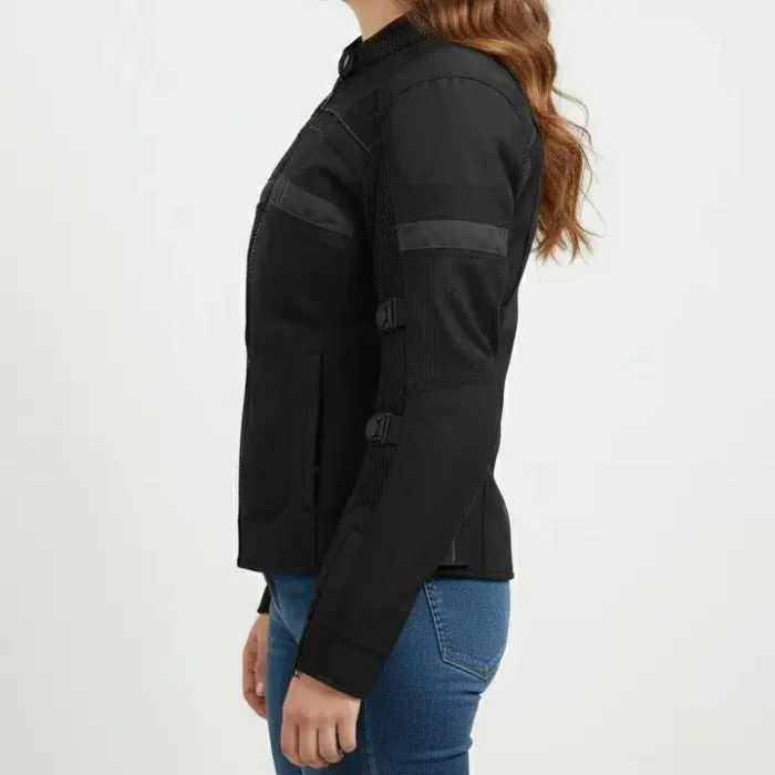 Milwaukee Leather MPL2775 Black Armored Textile Motorcycle Jacket for Women - All Season Jacket w/ Removable Liner side