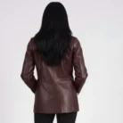 Norma Maroon Leather Blazer back