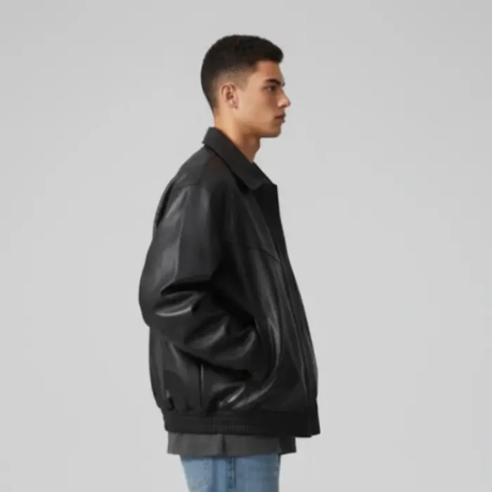 Oversized Men's Genuine Leather Jacket, Oversized Leather Jacket side