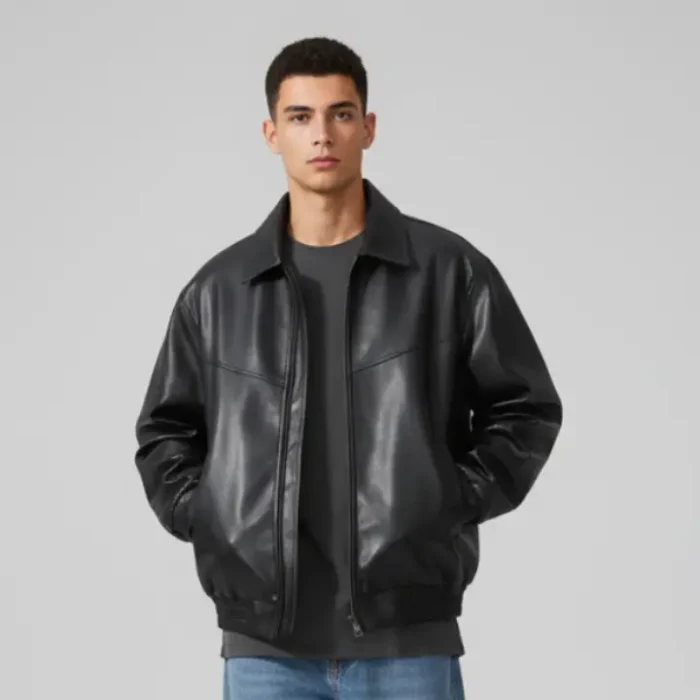 Oversized Men's Genuine Leather Jacket, Oversized Leather Jacket front
