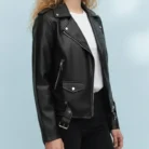 Oversized leather-effect jacket side