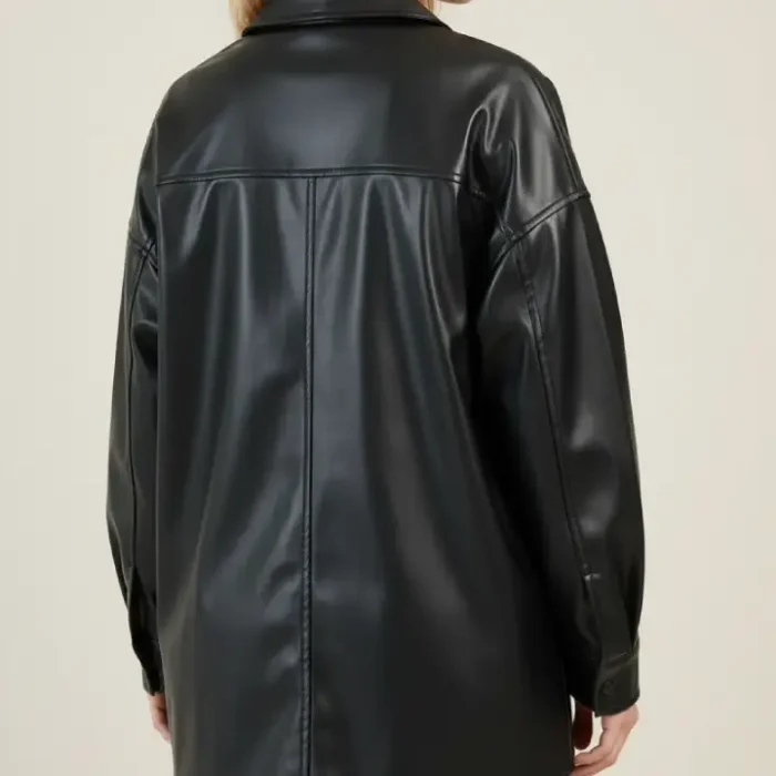 Petite Faux Leather Oversized Shacket back