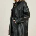 Petite Faux Leather Oversized Shacket side