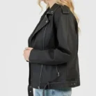 Petite Oversized Vintage Faux Leather Biker Jacket side