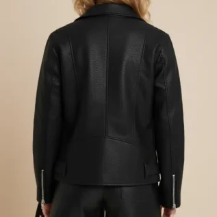 Petite Ultimate Oversized Faux Leather Biker Jacket back