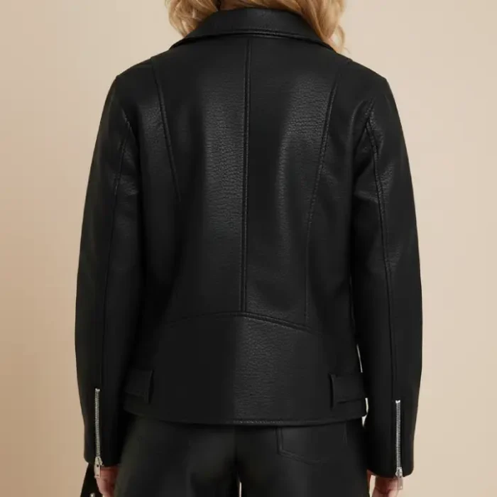 Petite Ultimate Oversized Faux Leather Biker Jacket back Petite Ultimate Oversized Faux Leather Biker Jacket back