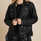 Petite Ultimate Oversized Faux Leather Biker Jacket front