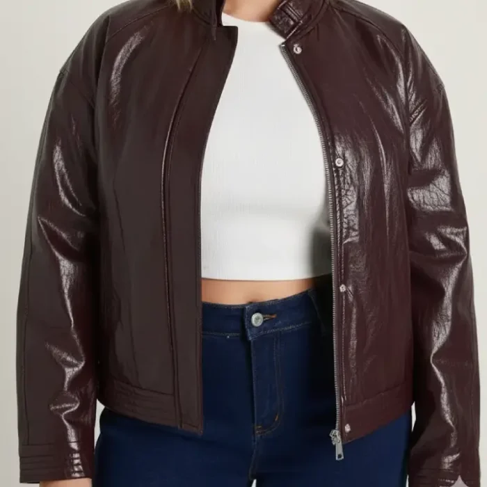 Plus Faux Leather Oversized Jacket front