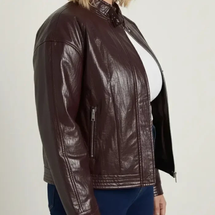 Plus Faux Leather Oversized Jacket side