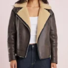 River Island Brown Ultimate Aviator Jacket front