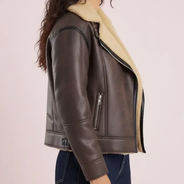 River Island Brown Ultimate Aviator Jacket side