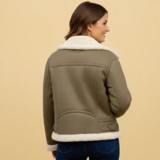 Roman Brown Borg Collar Aviator Jacket back