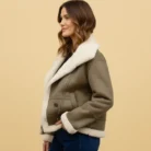 Roman Brown Borg Collar Aviator Jacket side