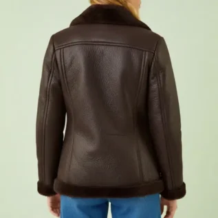 Roman Brown Faux Fur Aviator Jacket back