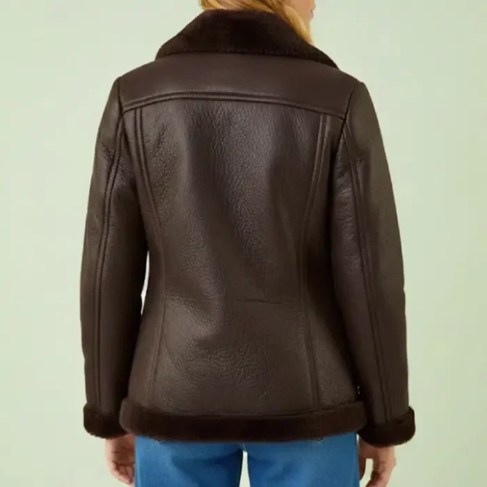 Roman Brown Faux Fur Aviator Jacket back