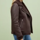 Roman Brown Faux Fur Aviator Jacket side