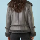 Roman Grey Faux Fur Aviator Jacket back