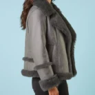Roman Grey Faux Fur Aviator Jacket side