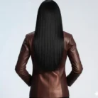 Ruby Metallic Maroon Leather Blazer back