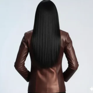 Ruby Metallic Maroon Leather Blazer back