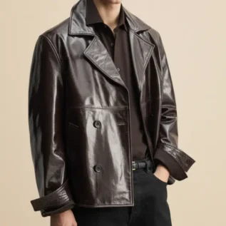 SHINY LEATHER JACKET front