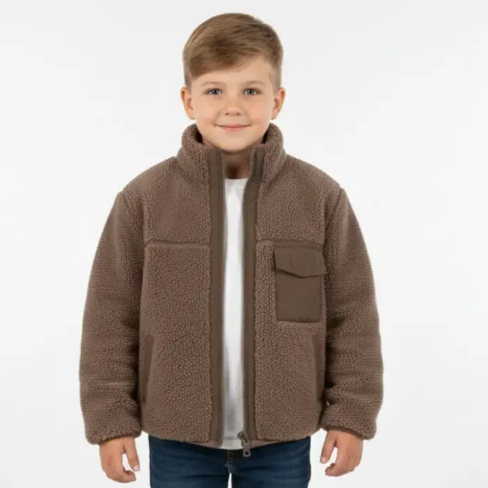 Shearling-lined leather jacket front